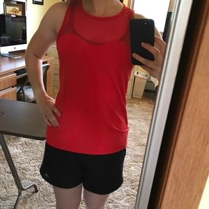 Fabletics Red Tank with Mesh accents